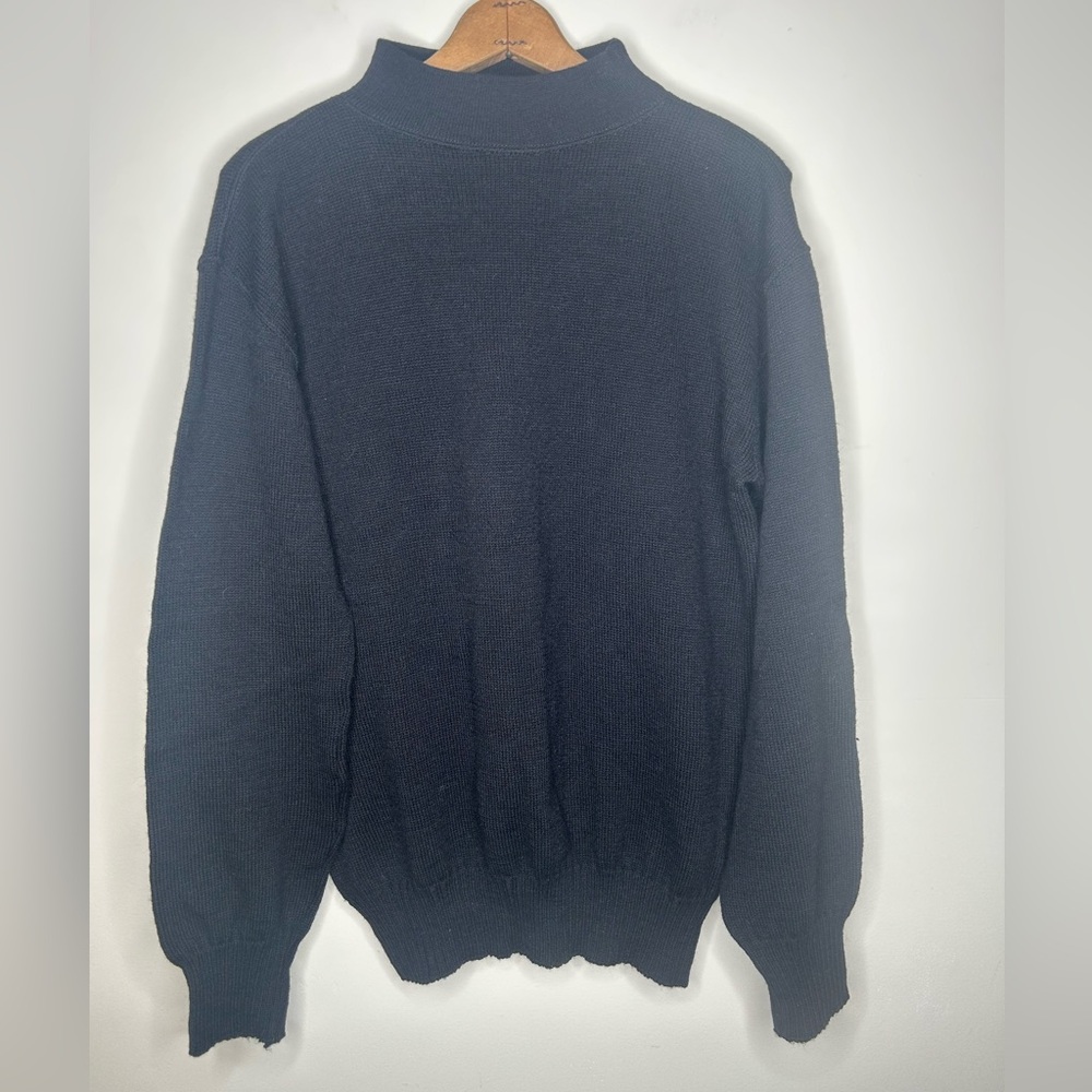 J Peterman 100% Wool Men’s Mockneck Black Sweater Size XL Quality Seinfeld